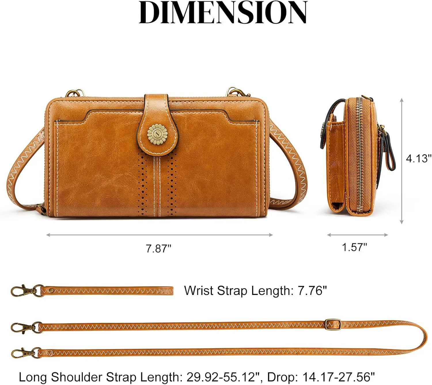 S-ZONE Vegan Leather Crossbody Bags for Women Small Cell Phone Purse RFID Blocking Clutch Purses with 2 Straps