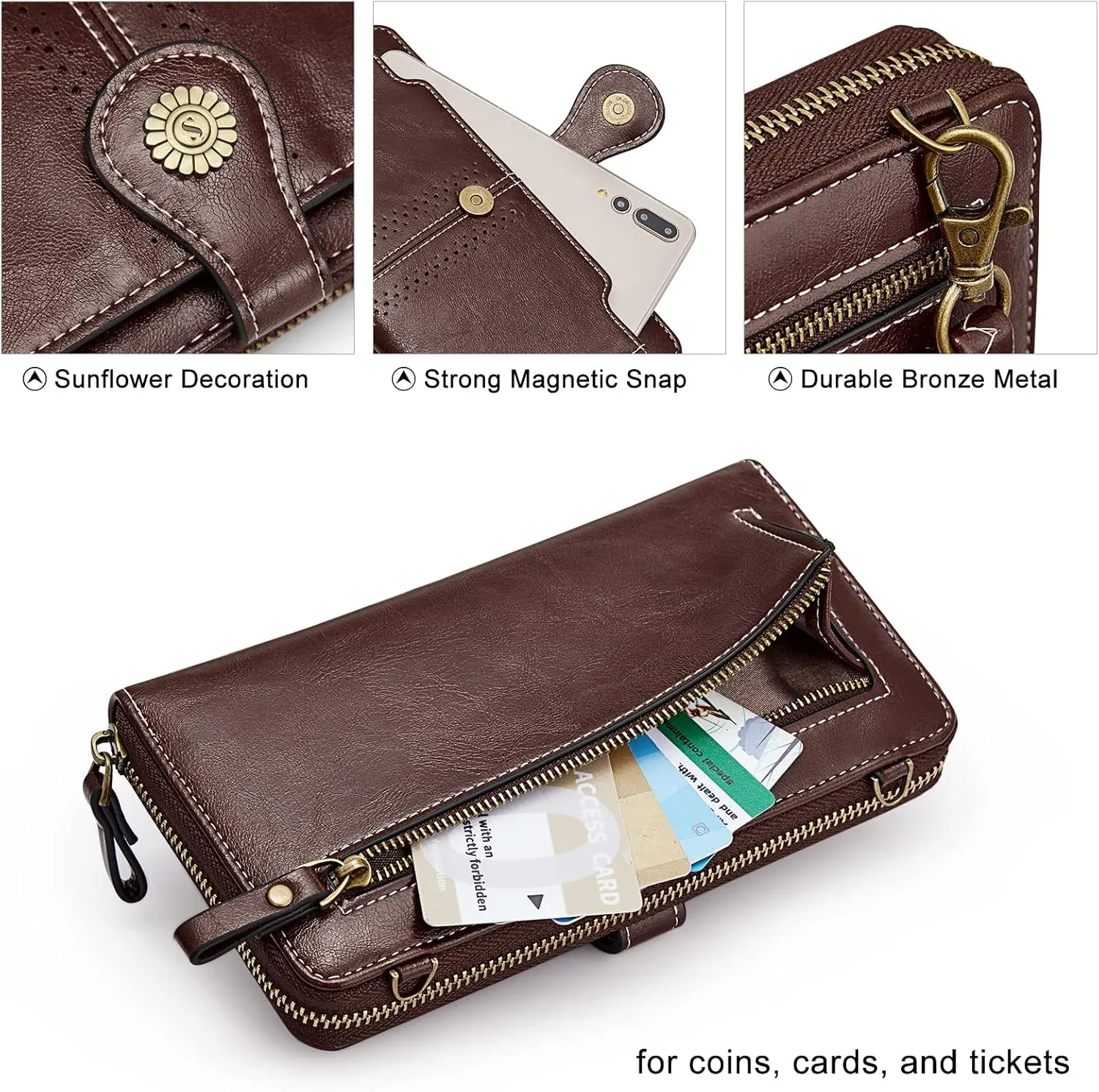 S-ZONE Vegan Leather Crossbody Bags for Women Small Cell Phone Purse RFID Blocking Clutch Purses with 2 Straps