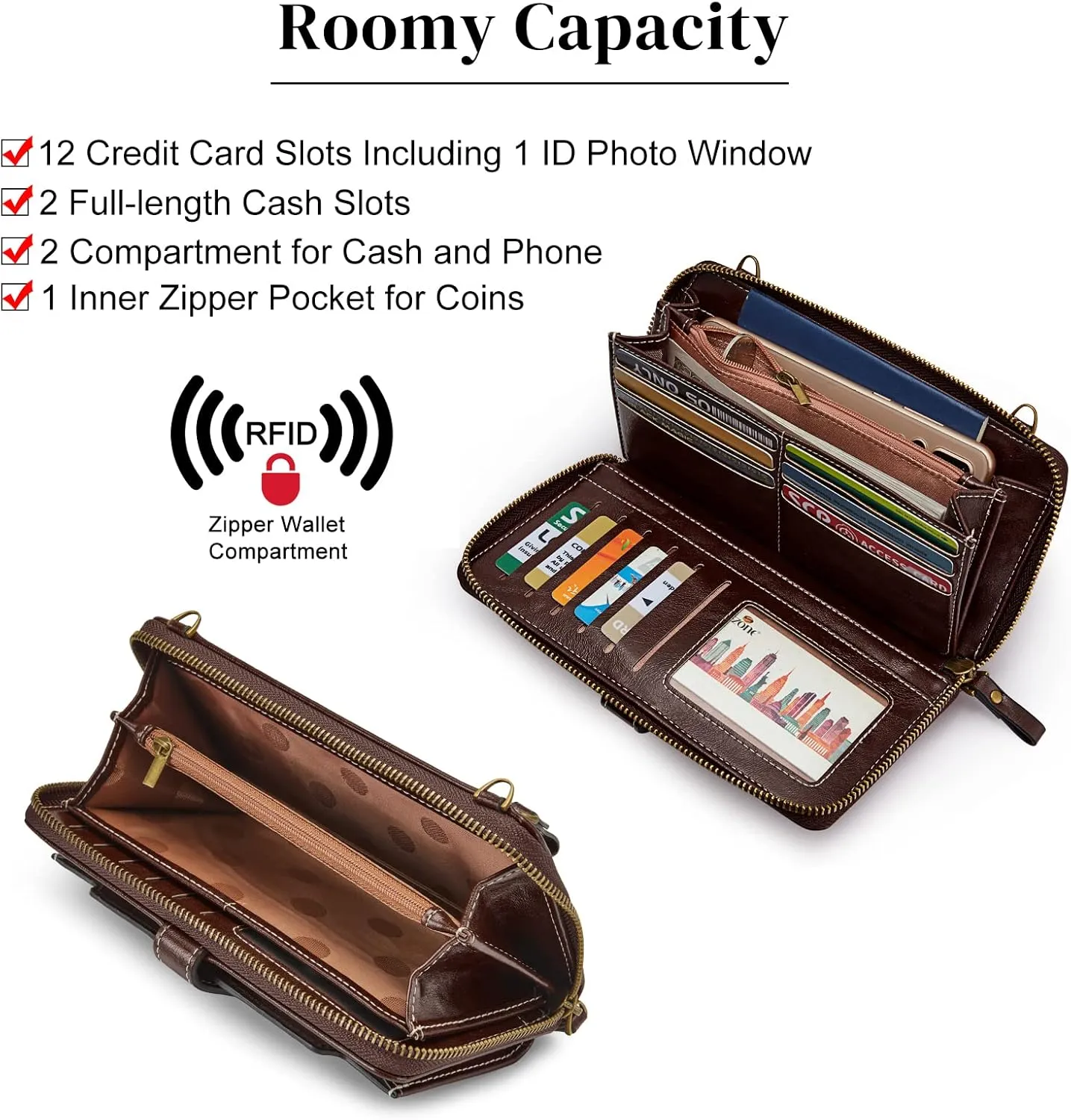 S-ZONE Vegan Leather Crossbody Bags for Women Small Cell Phone Purse RFID Blocking Clutch Purses with 2 Straps