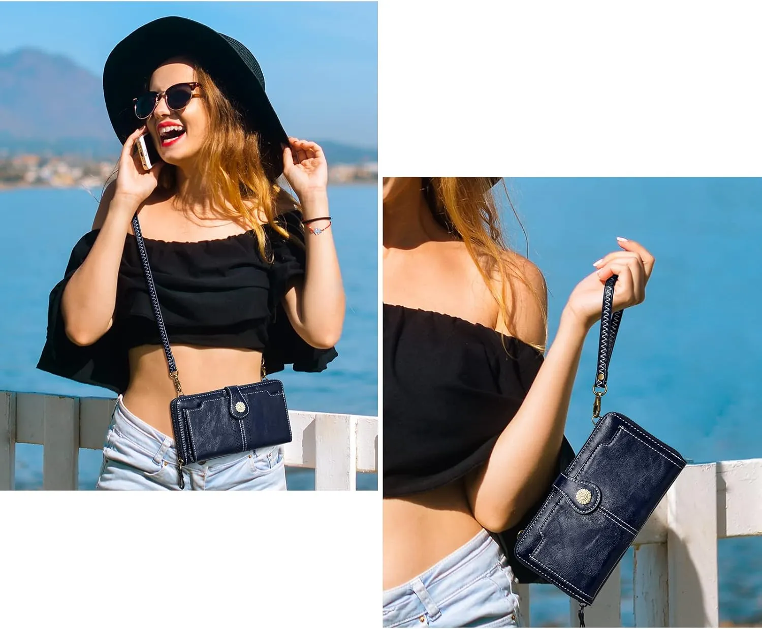 S-ZONE Vegan Leather Crossbody Bags for Women Small Cell Phone Purse RFID Blocking Clutch Purses with 2 Straps