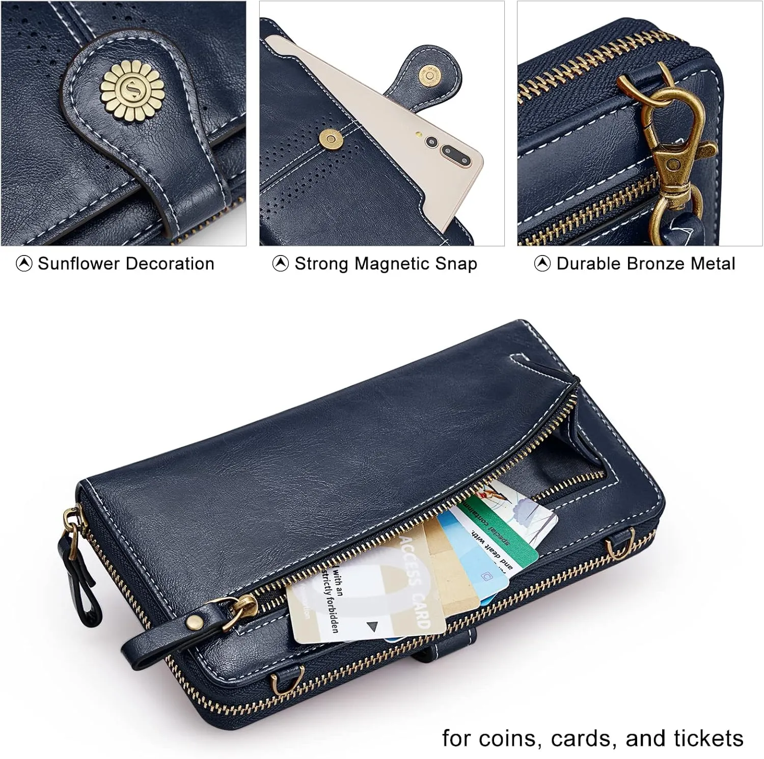 S-ZONE Vegan Leather Crossbody Bags for Women Small Cell Phone Purse RFID Blocking Clutch Purses with 2 Straps