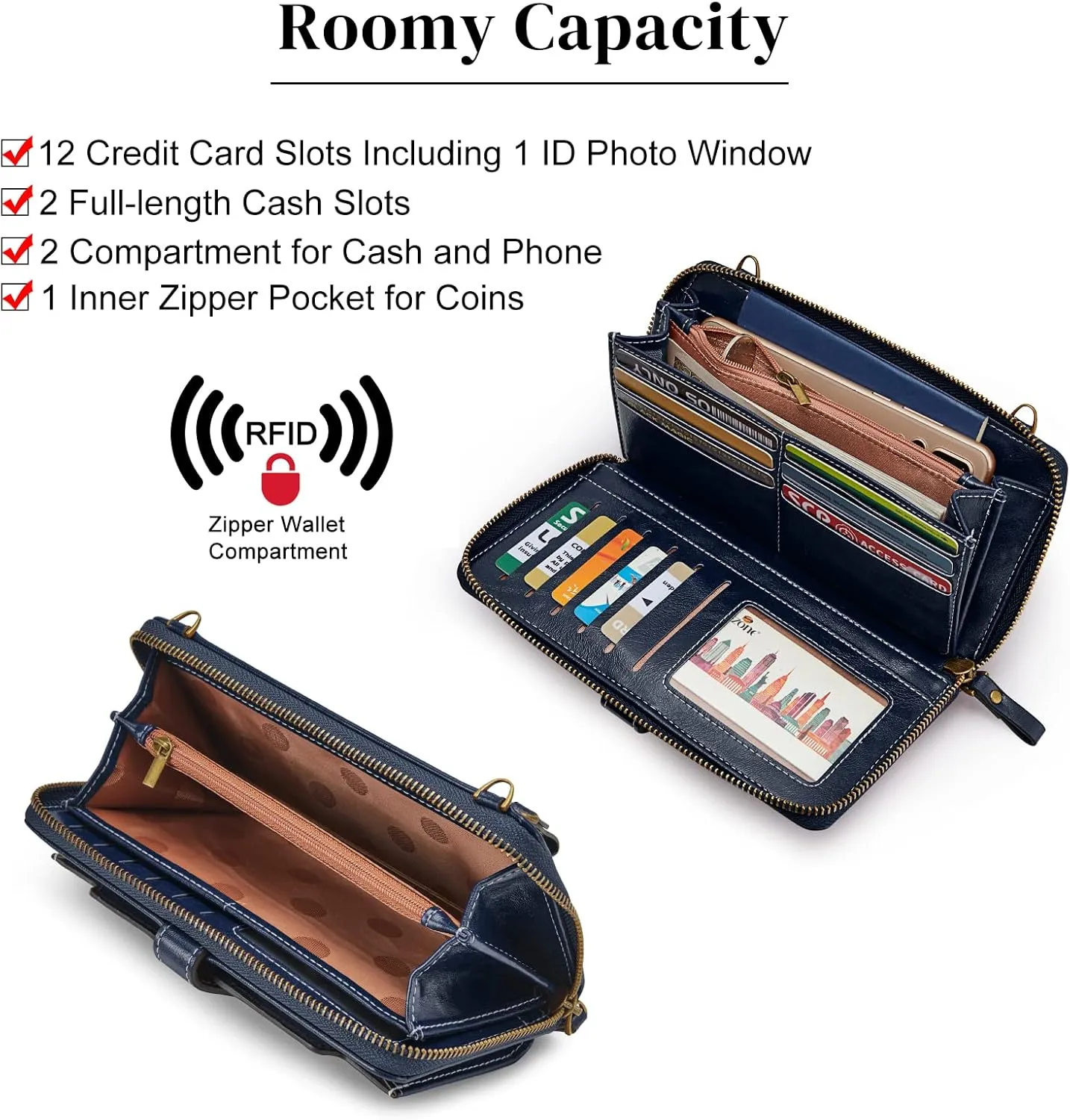 S-ZONE Vegan Leather Crossbody Bags for Women Small Cell Phone Purse RFID Blocking Clutch Purses with 2 Straps