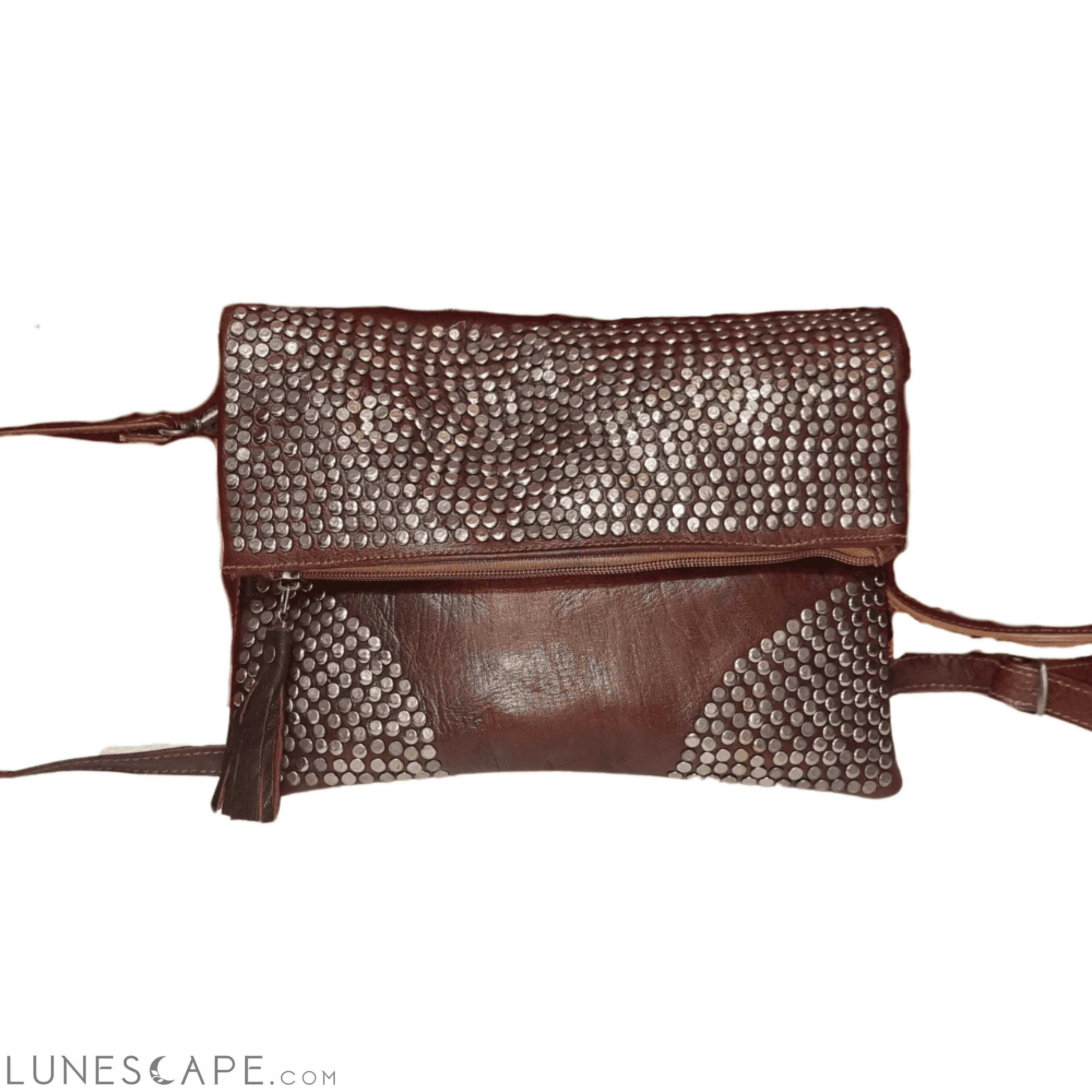 Sac Bril Handmade Leather Sequined Foldover Crossbody Bag