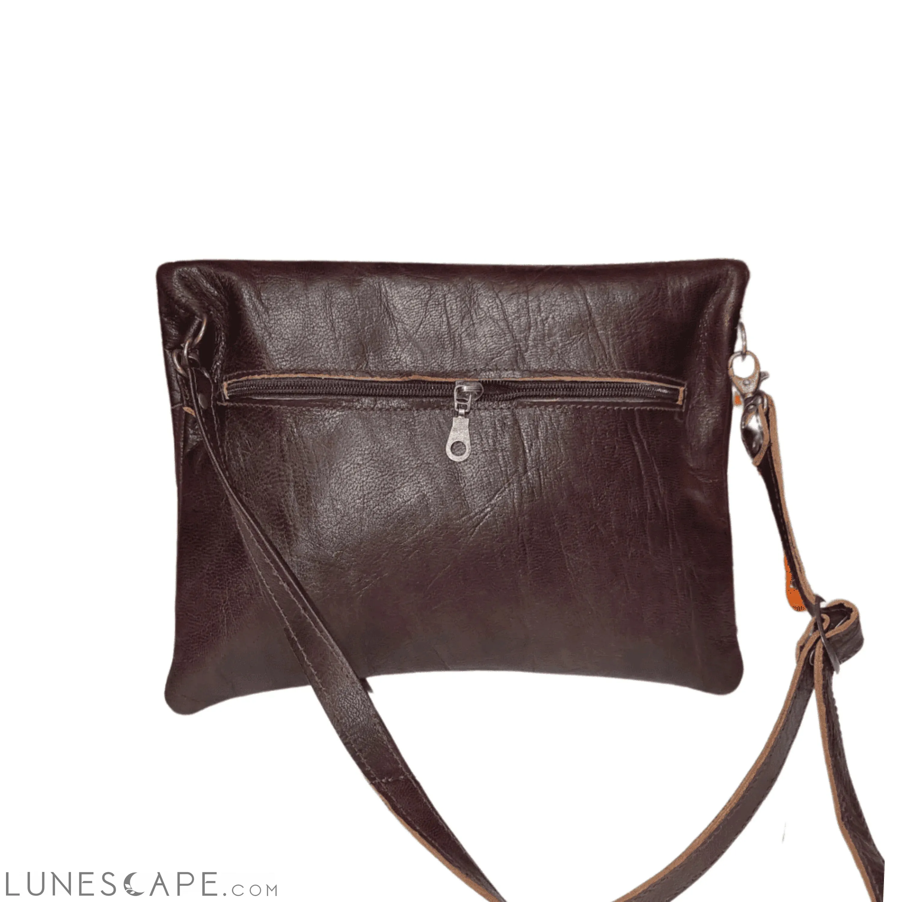 Sac Bril Handmade Leather Sequined Foldover Crossbody Bag