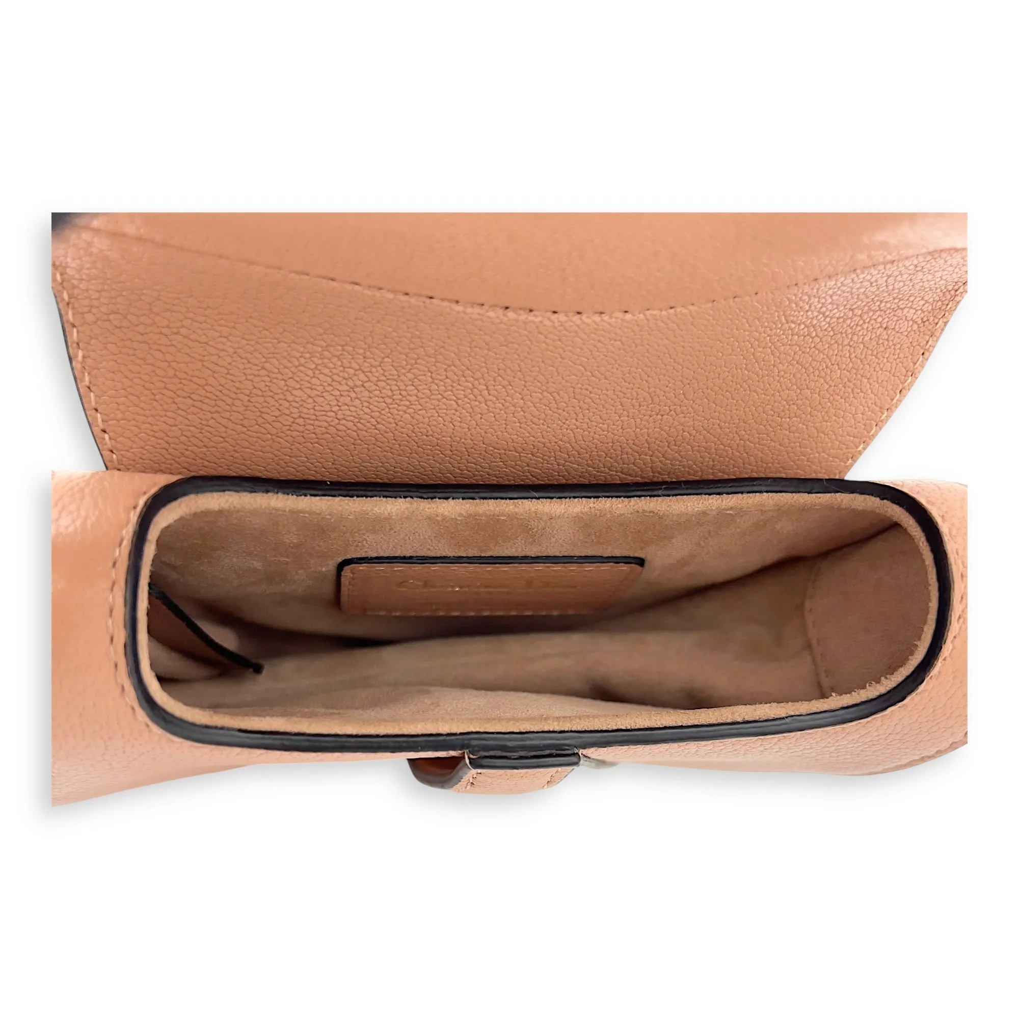 Saddle Top Handle Bag Micro Beige in Calfskin, Gold hardware
