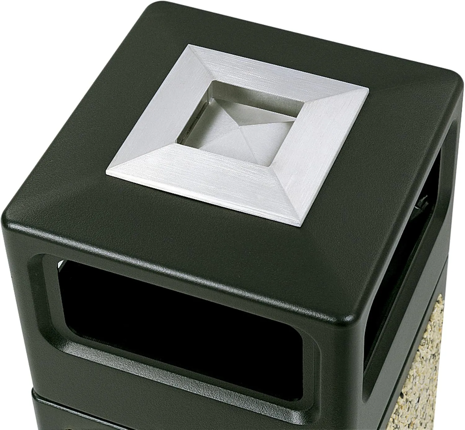 Safco Canmeleon Trash Can, 30 Gallons, Indoor and Outdoor Use, Durable & Weather-Resistant Commercial Garbage Can with Ashtray and Stone Panels, Black