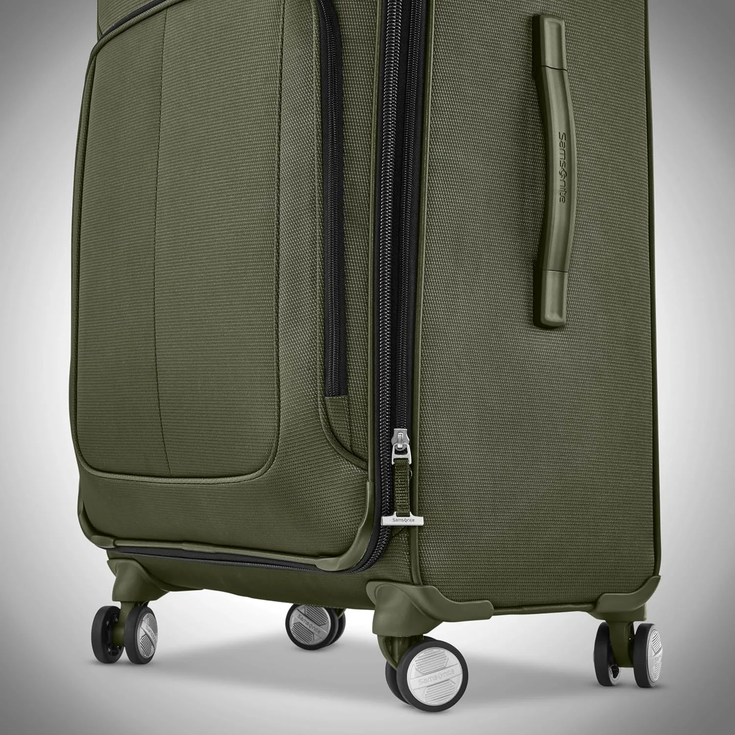 Samsonite Solyte DLX Softside Expandable Luggage with Spinner Wheels, Cedar Green, Checked-Medium 25-Inch