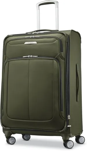 Samsonite Solyte DLX Softside Expandable Luggage with Spinner Wheels, Cedar Green, Checked-Medium 25-Inch