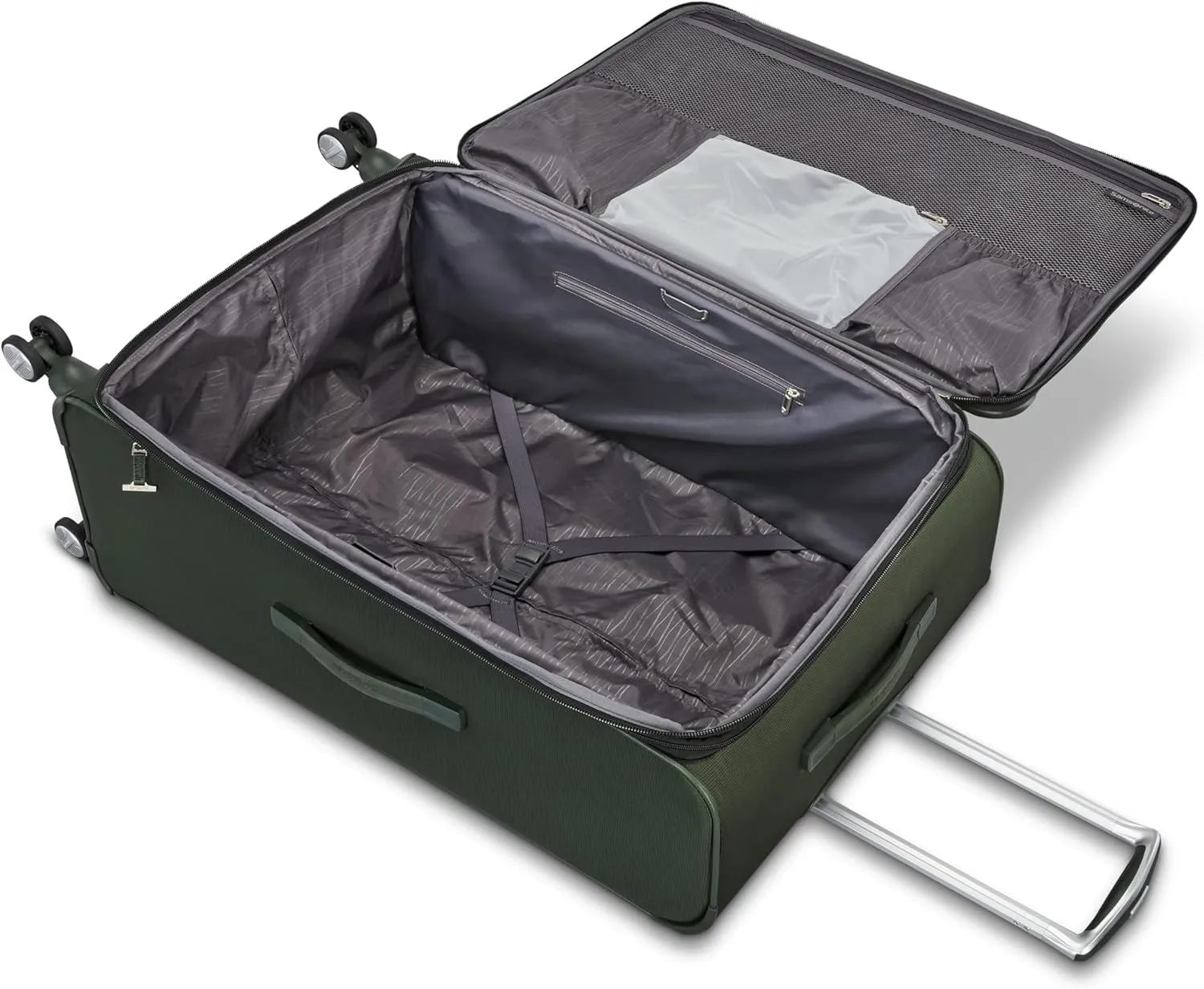 Samsonite Solyte DLX Softside Expandable Luggage with Spinner Wheels, Cedar Green, Checked-Medium 25-Inch