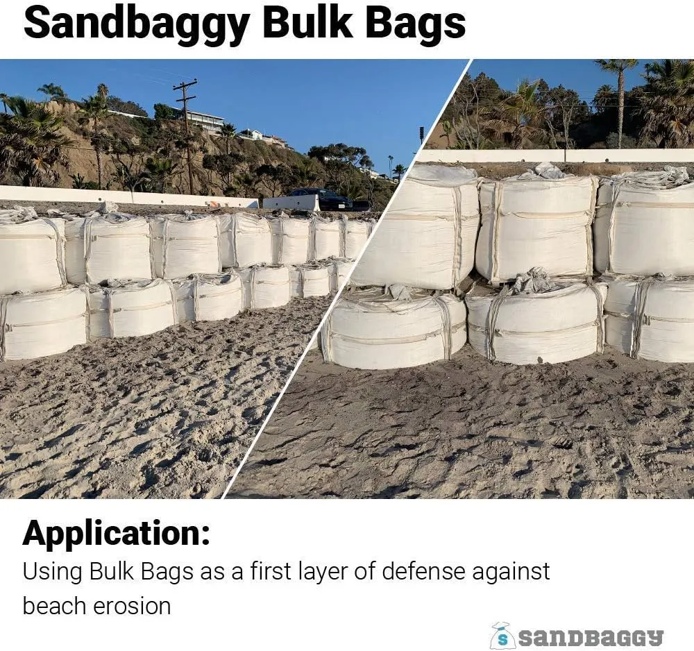 Sandbaggy FIBC Bulk Bag | 35" L x 35" W x 50 Inch Height | Extra Large Sandbags | Industrial Grade Bag Holds Up to 3000 LBS or 45 Cubic Ft. | FDA Compliant | UV Protected (Pack of 50)