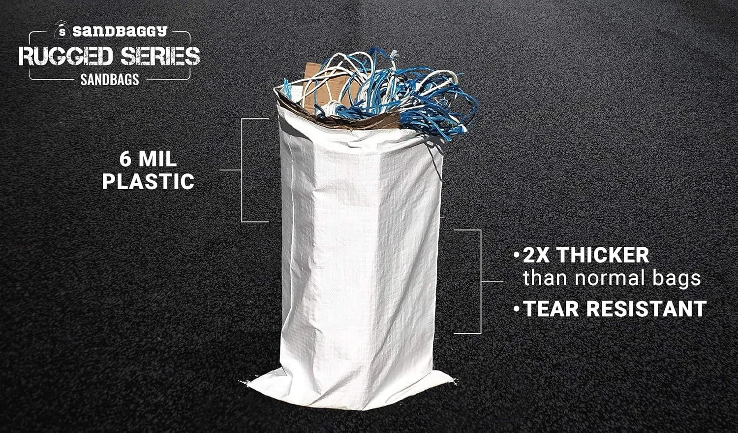 Sandbaggy Large Sandbags - Size: 25" x 40" - Thick Heavy Duty Contractor Bags, Heavy Duty Garbage Bags, Dumpster Bag, Construction Trash Bags, 6 mil (10 Bags)
