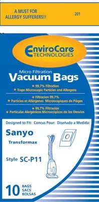 Sanyo SCP11 Transformax 2ply Vacuum Bags - 10 pack #201