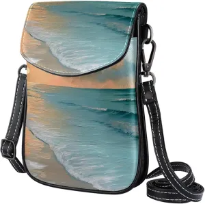 Satchel Bag Beach Scene Sunset Landscape Purse Crossbody Leather Messenger Bag For Women