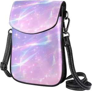 Satchel Bag Rainbow Stars Glittered Universe Purse Crossbody Leather Messenger Bag For Women