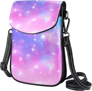 Satchel Bag Rainbow Stars Glittered Universe Purse Crossbody Leather Messenger Bag For Women