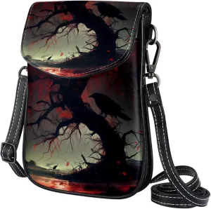 Satchel Bag Willow Tree With Red Flowers Purse Crossbody Leather Messenger Bag For Women