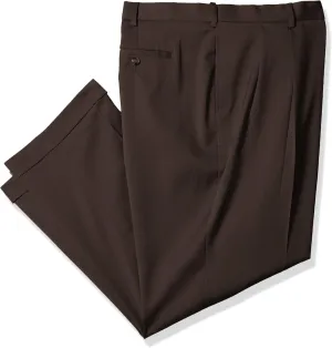 Savane Men's Big & Tall Pleated Stretch Crosshatch Dress Pant