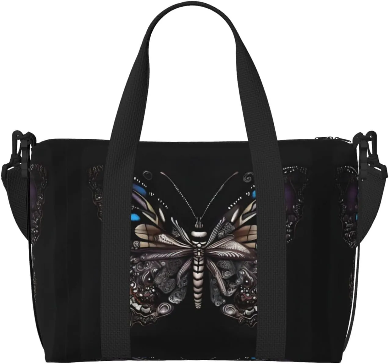 Science Butterfly Hand-held travel bag, messenger casual handbag, suitable for work, travel, fitness, tourism, women's zipper storage bag,