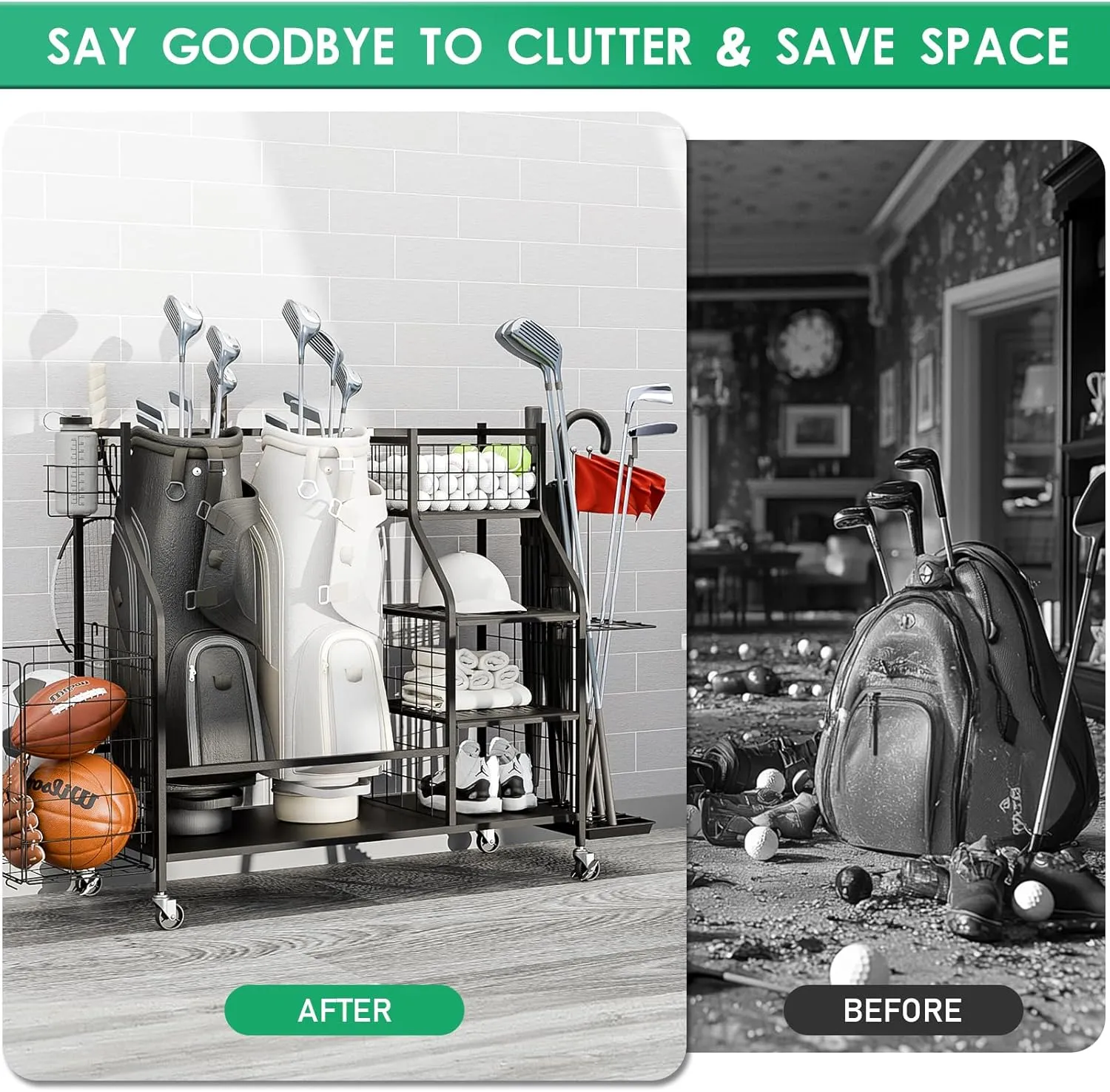 SEALAMB Golf Bag Storage Organizer