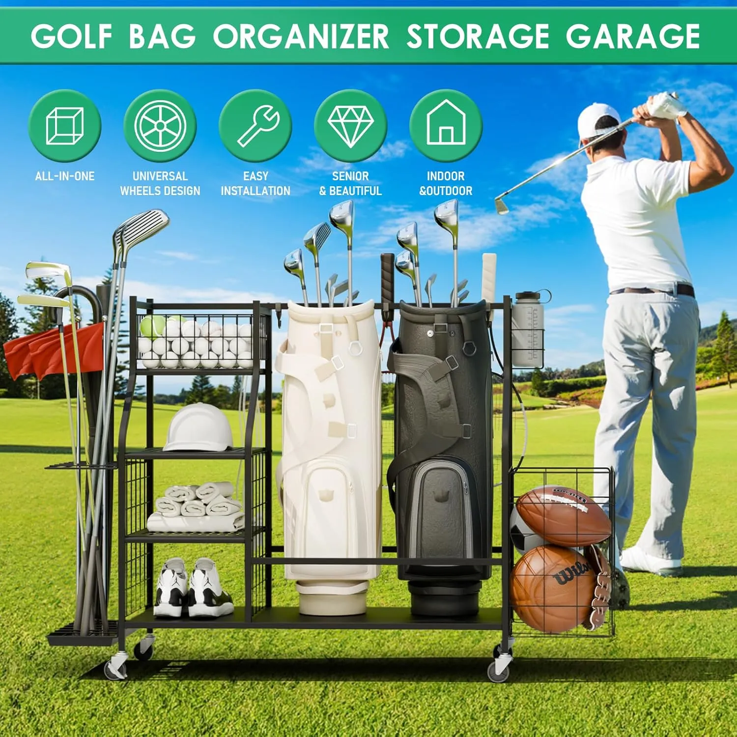 SEALAMB Golf Bag Storage Organizer