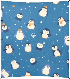 Seamless Pattern Penguins Cobalt Beach Tent UPF50  Easy Setup Shade Sun Shelter with Sand Shovel for Camping, Picnics, Backyard