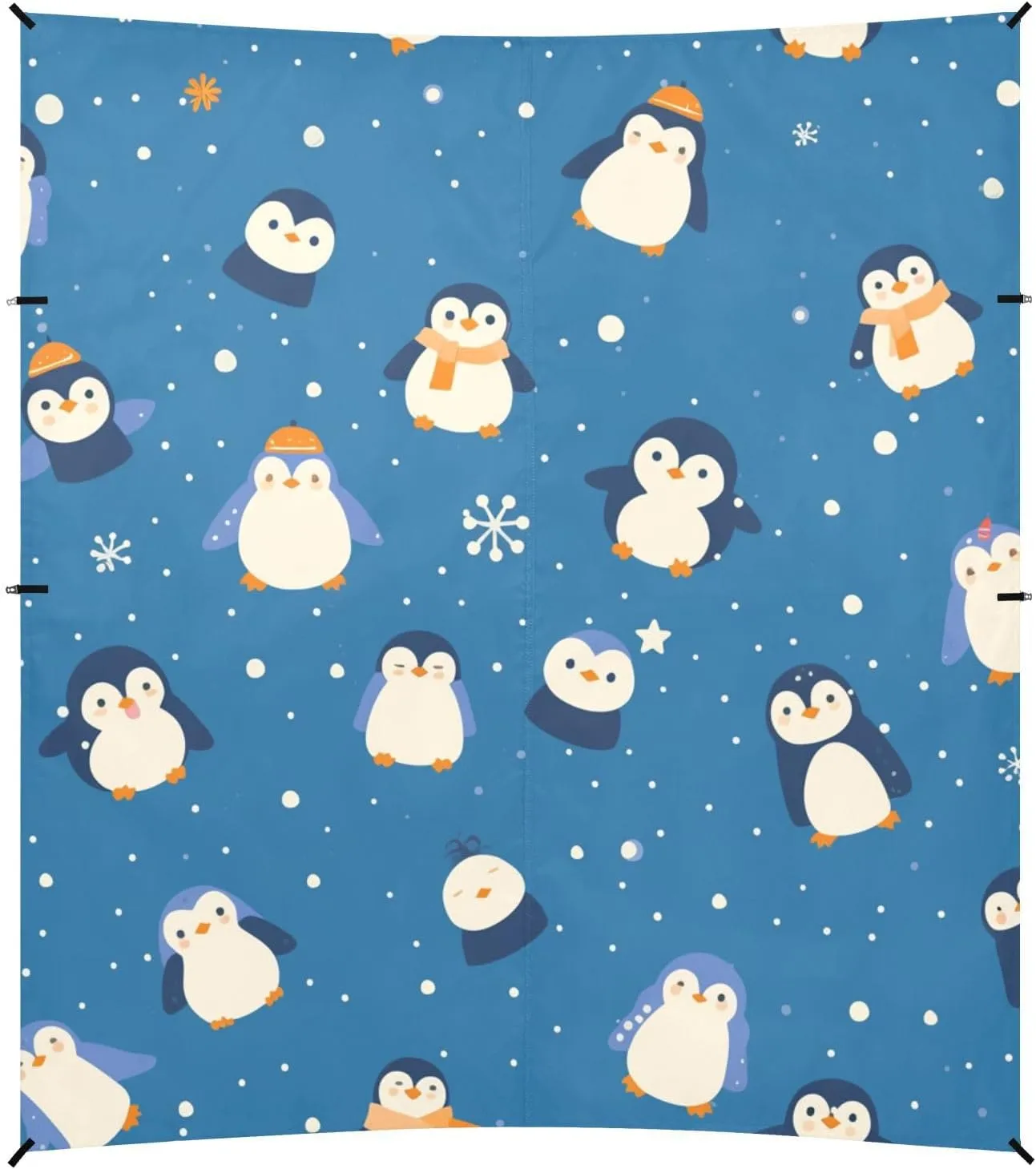 Seamless Pattern Penguins Cobalt Beach Tent UPF50  Easy Setup Shade Sun Shelter with Sand Shovel for Camping, Picnics, Backyard