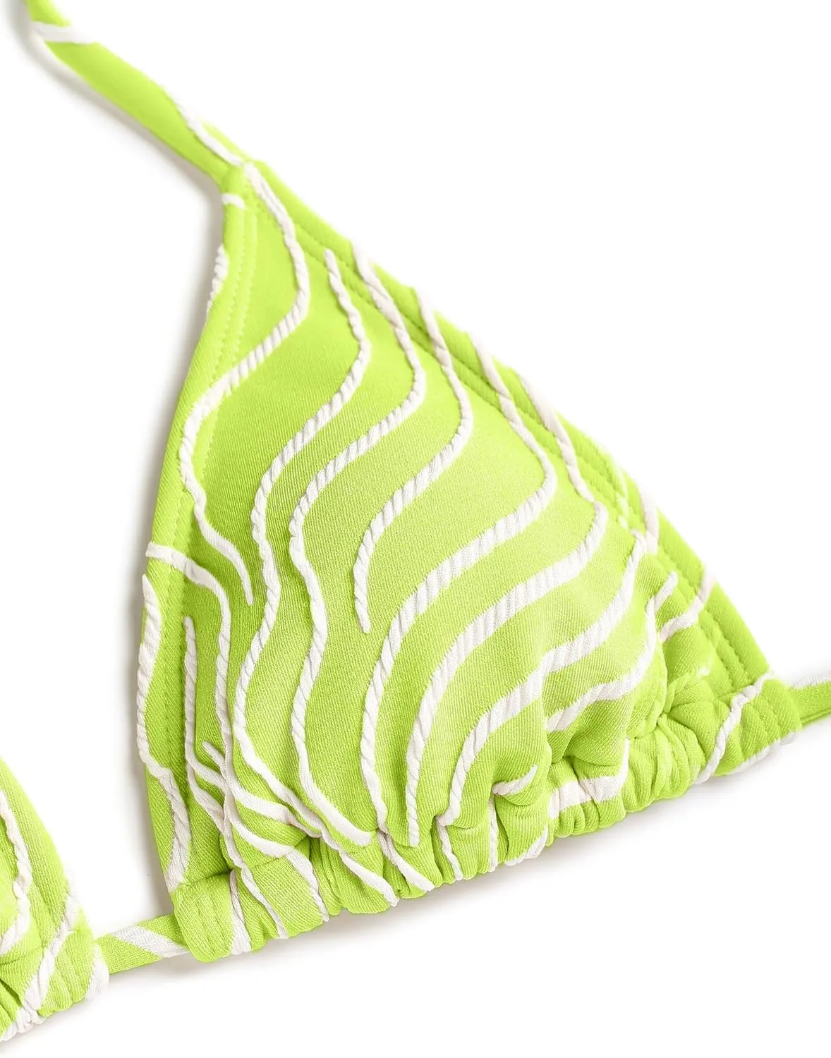seamoly Women's Bikini Set Halter Two Piece Swimsuit Striped Tie Back High Cut Sexy Thong Bathing Suit