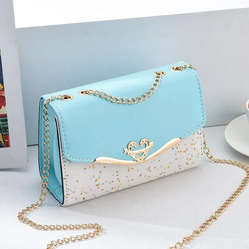 Sequined Messenger Shoulder Bag For Women Beige