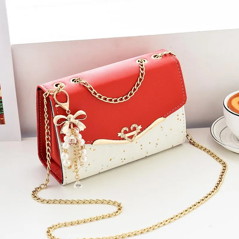 Sequined Messenger Shoulder Bag For Women Beige