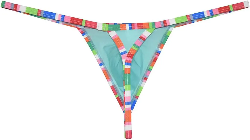 Sexy Men's Bordered Contour Pouch Thong Underwear String Micro T-Back Smooth Tangas Bikini Bottoms