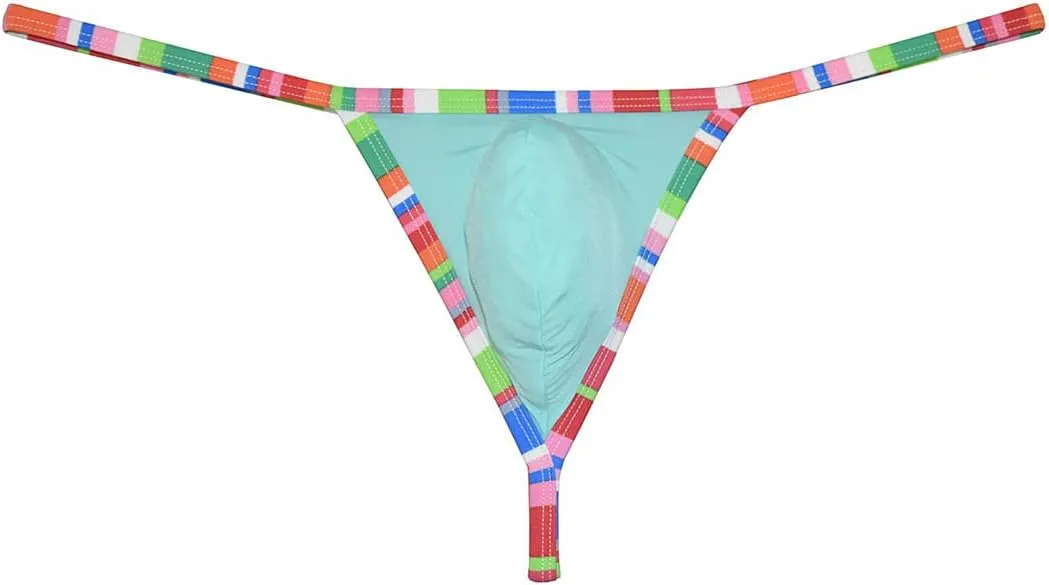Sexy Men's Bordered Contour Pouch Thong Underwear String Micro T-Back Smooth Tangas Bikini Bottoms