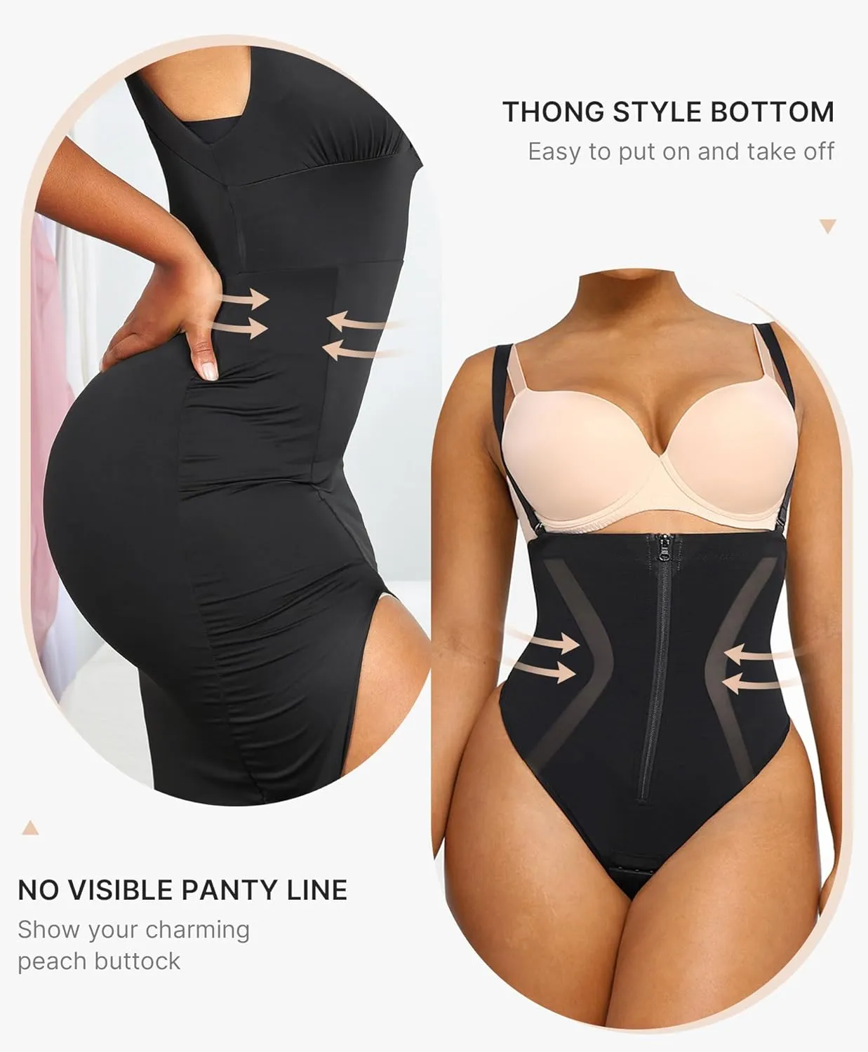 SHAPELLX Shapewear Tummy Control Womens High Waist Body Shaper Thong Butt Lifting Shapewear Bodysuit Colombianas
