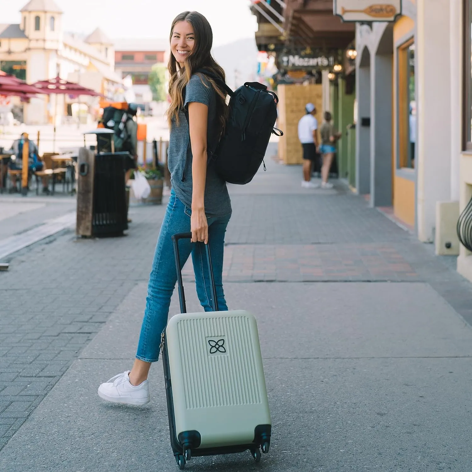 Sherpani Meridian, 22 Inch Carry On Luggage Airline Approved, Rolling Hardside Suitcase 22x14x9, Travel Luggage for Women, Expandable Suitcase, Travel Gift for Mothers Day 2025 (Sage)