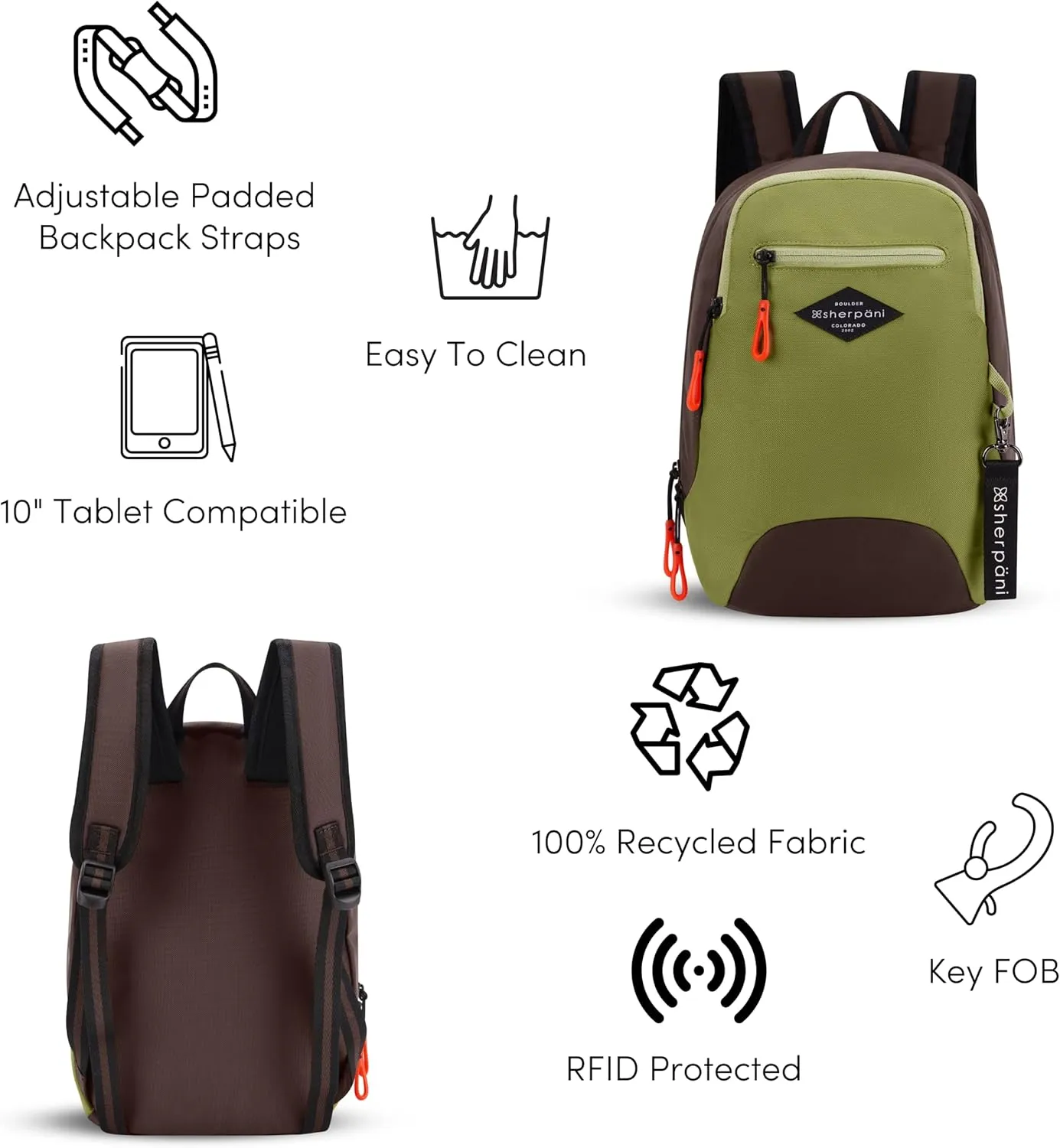 Sherpani Vespa, Mini Backpack for Women, Backpack Purse for Women, Travel Bag, RFID Protection, Fits 10 Inch Tablet (Cactus)