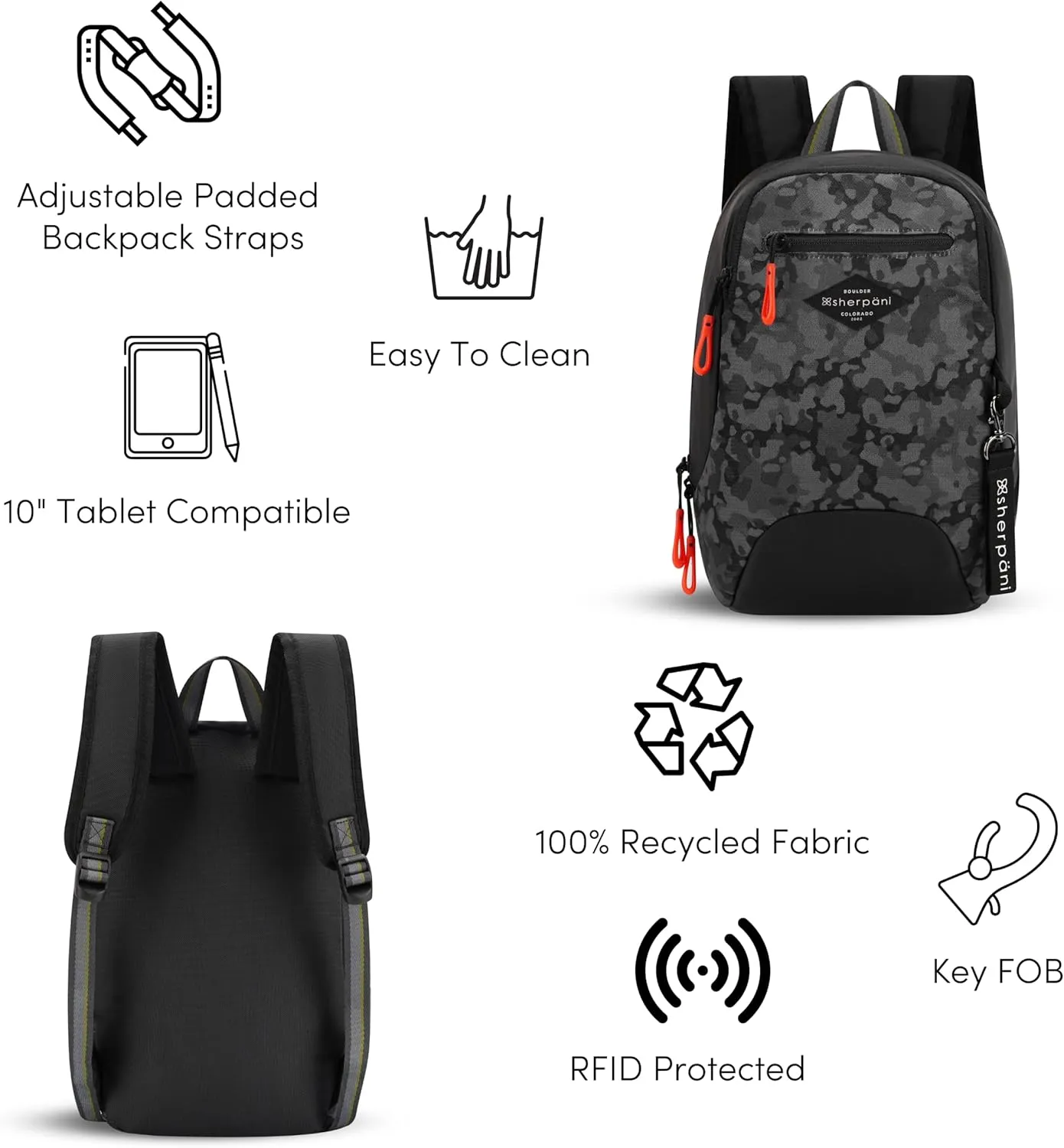 Sherpani Vespa, Mini Backpack for Women, Backpack Purse for Women, Travel Bag, RFID Protection, Fits 10 Inch Tablet (Dream Camo)