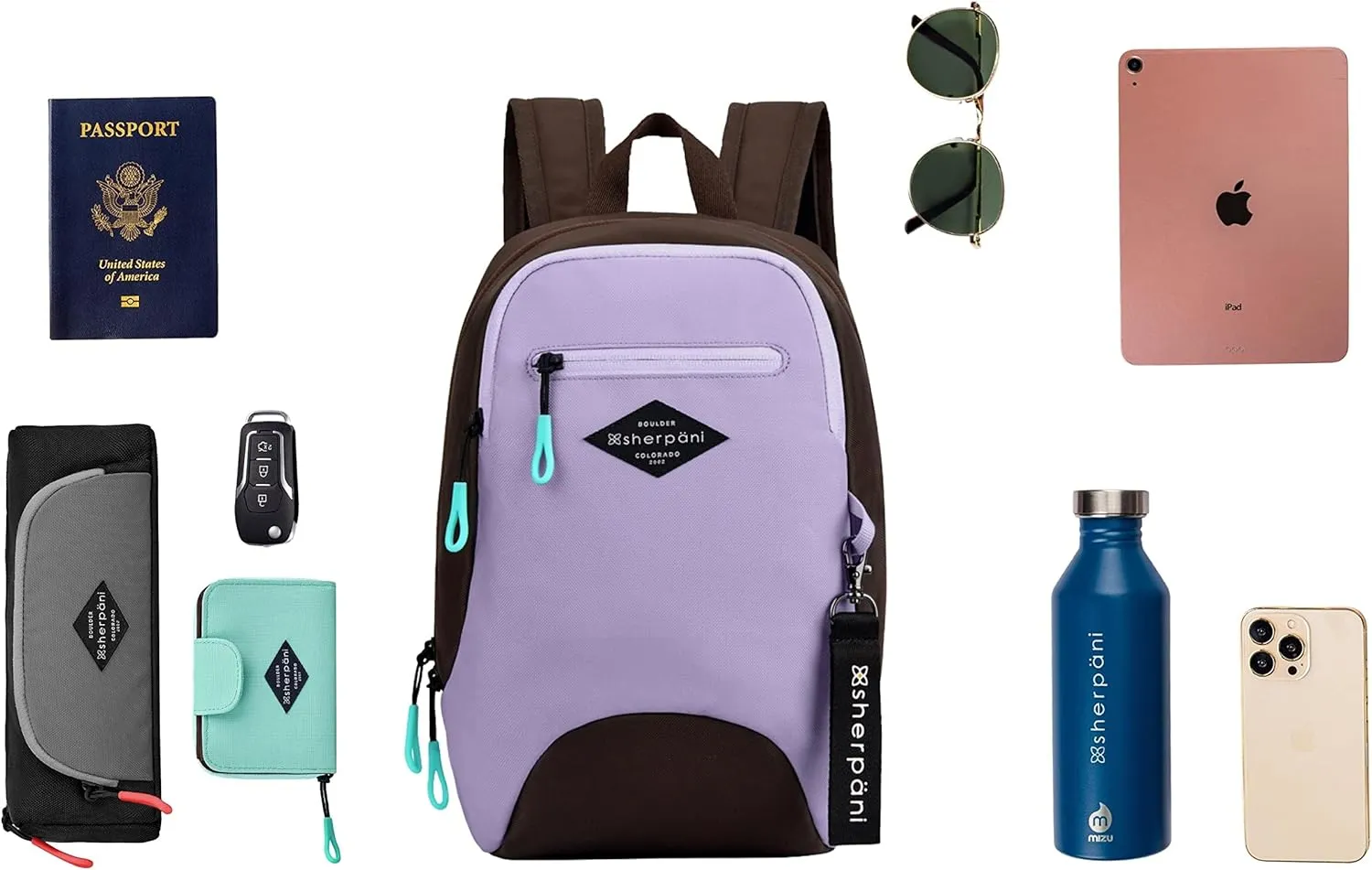 Sherpani Vespa, Mini Backpack for Women, Backpack Purse for Women, Travel Bag, RFID Protection, Fits 10 Inch Tablet (Lavender)
