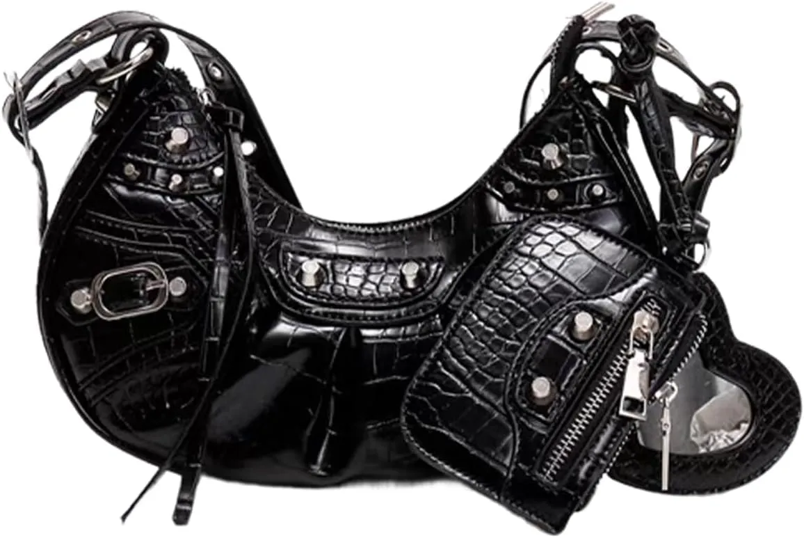 Shoulder Bag for Women Leather Hobo Bag Adjustable Strap Y2K Purse for Women Crossbody Bags Small Punk Purse