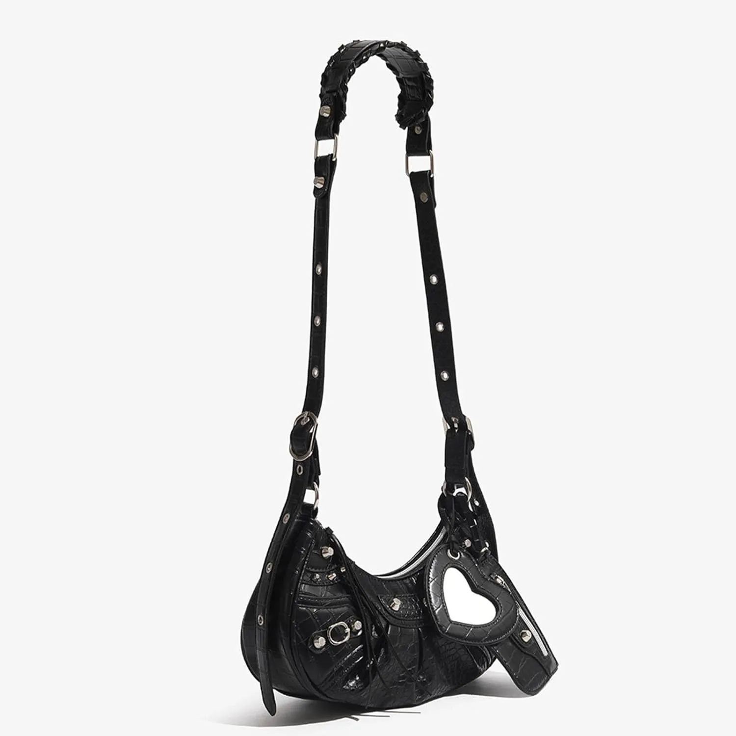 Shoulder Bag for Women Leather Hobo Bag Adjustable Strap Y2K Purse for Women Crossbody Bags Small Punk Purse