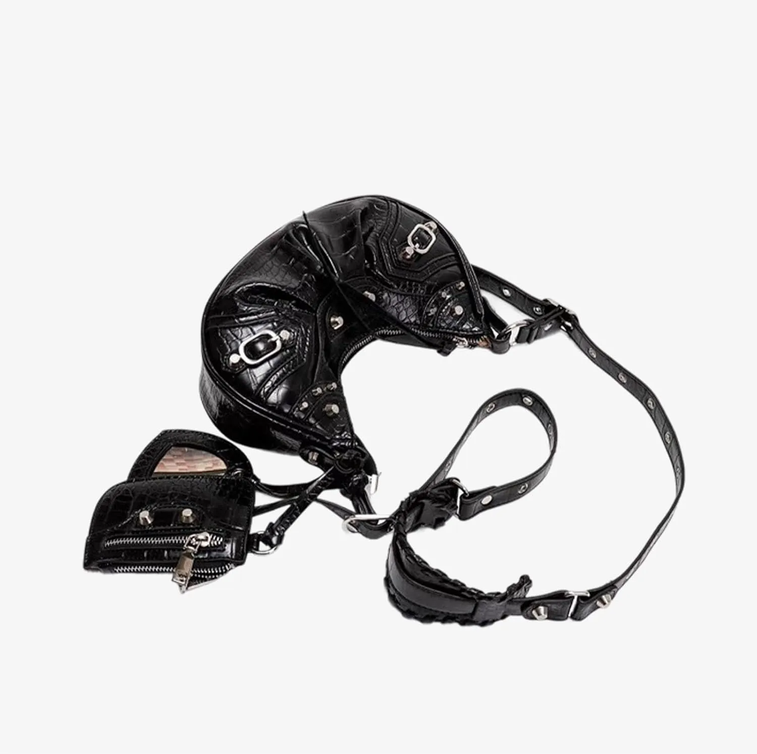 Shoulder Bag for Women Leather Hobo Bag Adjustable Strap Y2K Purse for Women Crossbody Bags Small Punk Purse