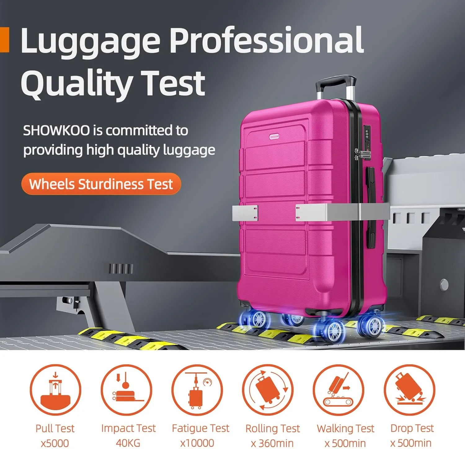 SHOWKOO Luggage Sets Expandable PC ABS Durable Suitcase Sets Double Wheels TSA Lock Megenta 3pcs