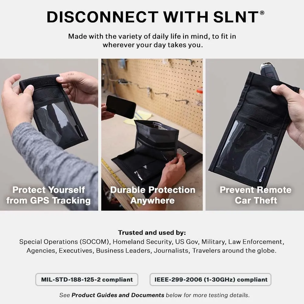 Silent Pocket SLNT Quick Access Key Fob Faraday Bag Weatherproof Signal Blocking Nylon, Device Shielding for Key Fobs, Smart Watches, AirPods - Travel, Privacy & Anti-Hacking (Black, Small)