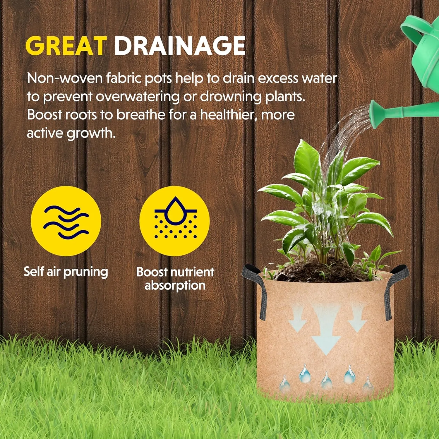 Simple Deluxe 6 Pack 5 Gallon Grow Bags, 300G Vegetable/Flower/Plant Fabric Pots with Handles, Heavy Duty Thickened Nonwoven Planting Bag with 6 Pcs Plant Labels