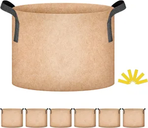 Simple Deluxe 6 Pack 5 Gallon Grow Bags, 300G Vegetable/Flower/Plant Fabric Pots with Handles, Heavy Duty Thickened Nonwoven Planting Bag with 6 Pcs Plant Labels