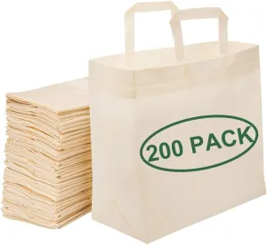 Simply Cool 200 Pack Medium Reusable Eco-Friendly Grocery Shopping Bags 12.6"x6.3"x11.8" Durable Recyclable Washable Foldable Portable Tote Bags Bulk