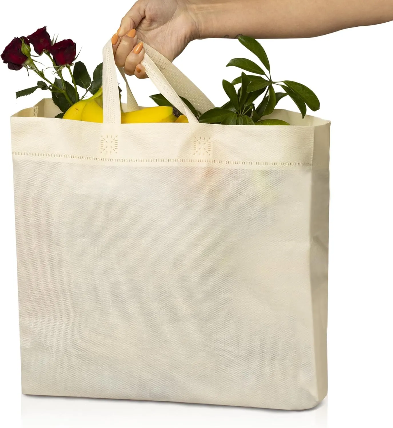 Simply Cool 200 Pack Medium Reusable Eco-Friendly Grocery Shopping Bags 12.6"x6.3"x11.8" Durable Recyclable Washable Foldable Portable Tote Bags Bulk