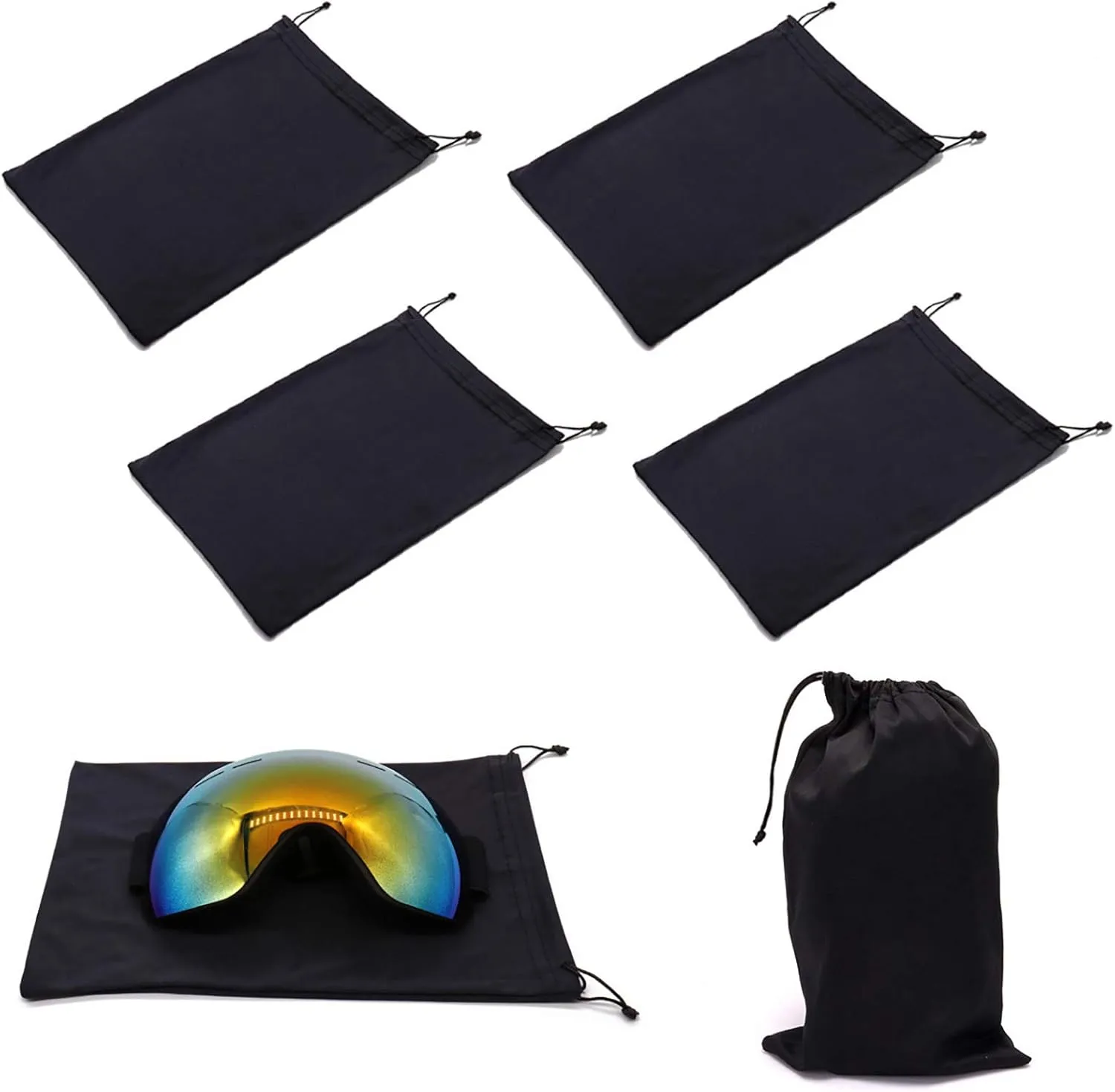 Ski Goggle Bag, Protection Bags for Snow Goggles Ski Mask, Soft Micro-Fiber Protective Storage Case Sleeve, 4PCS