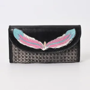 Sky Leafblack Tooled Wallet