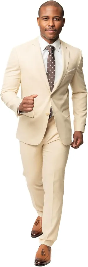 Slim Fit Men Suit Micro Textured Weave 2 Button Notch Collar AZAR 11812