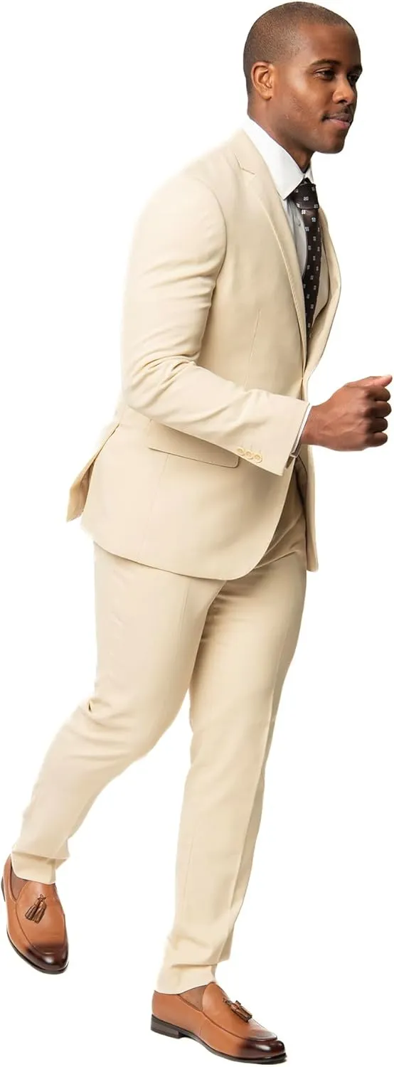 Slim Fit Men Suit Micro Textured Weave 2 Button Notch Collar AZAR 11812