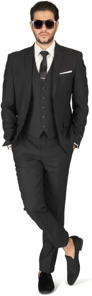 Slim Fit Men Suit Micro Textured Weave 2 Button Notch Collar AZAR 11812